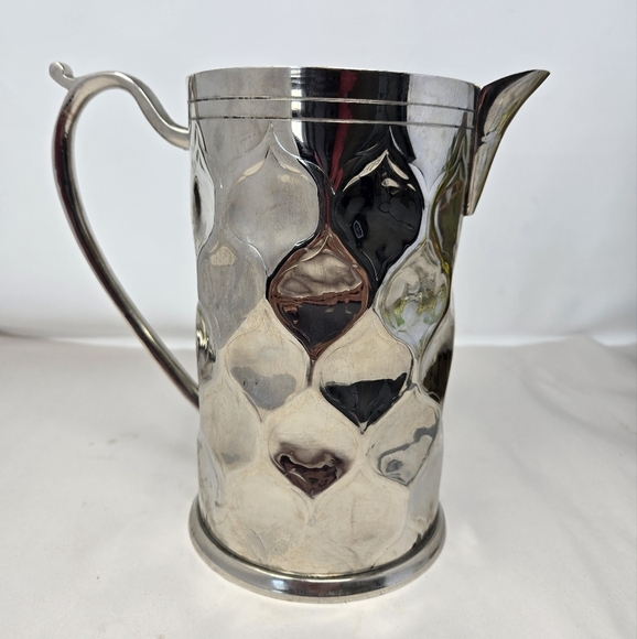 Tahari Home Solid Brass Silver Color Pitcher Vase Handle & Spout Indentations - Picture 3 of 12